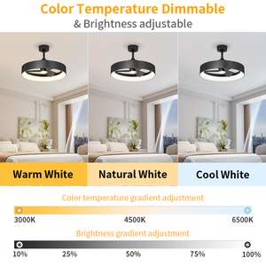 23in Low Profile <b>Ceiling</b> Fan with <b>Light</b> 6 Speeds Pure Copper Motor Dimmable 3000K-6500K <b>Remote</b> APP <b>Control</b> for Bedroom - Product Image 5