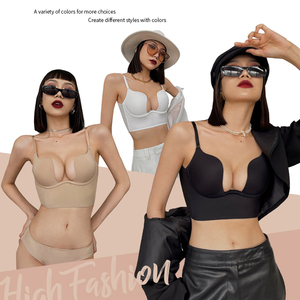 Sutiã sem Costas Feminino Invisível Push-up com Aro Sem Costura Decote U Profundo Sexy Brassiere <span class=keywords><strong>Beauty</strong></span> Back - Product Image 5