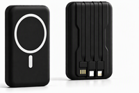 Banco de Energía Inalámbrico Magnético con 3 Cables Integrados, Batería Externa Portátil de Carga Rápida de 1W/2WmAh para iPhone