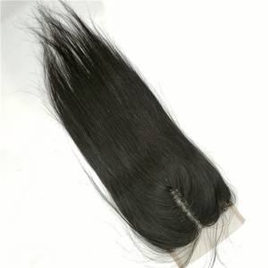 LAN DAISY Cho Phụ Nữ Da Đen 4*4 T Phần Nửa Tay Made <span class=keywords><strong>Closure</strong></span> Ấn Độ Tóc Con Người Mượt Thẳng Sóng Tóc Toupee - Product Image 2