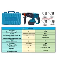 Marteau perforateur rotatif sans fil à batterie lithium haute puissance pour le perçage du béton, kit d'outils pour travaux de construction domestique