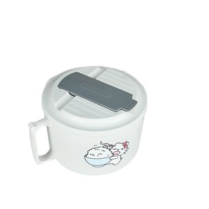 Tazón de fideos instantáneos con tapa, diseño de dibujos animados de acero inoxidable, engrosado y profundo, para dormitorios de estudiantes, vajilla plegable - Product Image 4