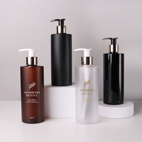 Bouteille de lotion en plastique PET transparente, givrée, ambrée, blanche ou noire avec pompe, personnalisable avec logo, 300 ml, 500 ml, 10 oz, 16 oz, à épaule plate