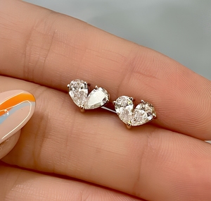 pear Cut Diamond Heart Shape <b>Stud</b> <b>Earrings</b> Women's Romantic Everyday Wear <b>Fine</b> Jewelry - Product Image 2