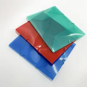 حقيبة مخصصة للحصول على المستندات بألوان متنوعة من البولي بروبلين، مع مجلد ملفات بلاستيكي مقاس A4 مع شريط مطاطي