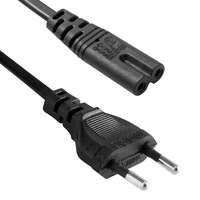 Kabel Ekstensi Daya PC AC Eropa dengan Steker 2 Pin EU, Kabel Daya Laptop 1.5M 5FT, Kabel Daya EU 2 Pin Terpolarisasi