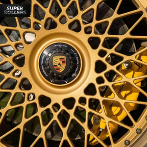 Jantes forgées 19 pouces 9J style <span class=keywords><strong>Centerlock</strong></span> 5x130 or mat à profil profond pour Porsche 911 GT3 Turbo S - Légende de la course automobile - Product Image 2