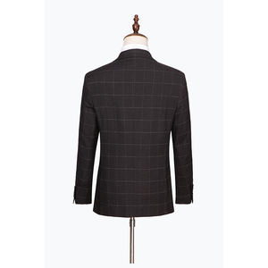 Ropa formal para hombre, venta al por mayor, <span class=keywords><strong>trajes</strong></span> <span class=keywords><strong>de</strong></span> boda <span class=keywords><strong>de</strong></span> diseñador <span class=keywords><strong>de</strong></span> vestuario para hombre <span class=keywords><strong>gris</strong></span> <span class=keywords><strong>oscuro</strong></span> a cuadros para <span class=keywords><strong>novio</strong></span>, - Product Image 5