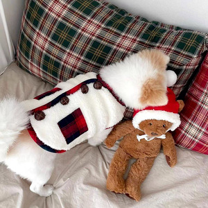 Veste pour chien en tissu écossais, en gros, MOQ faible, plusieurs couleurs, bouton, polaire, vêtements pour animaux de compagnie, ensemble de mode d'hiver - Product Image 5