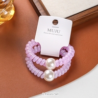 Lot de 2 chouchous élastiques en TPU de marque MUJU, style coréen, avec perles, pour femmes et filles, mignons, unisexes