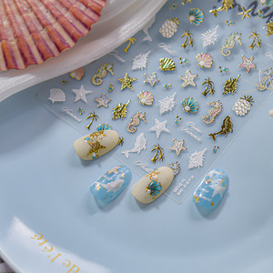 TSZS 5D estampé été Nail Art autocollants <span class=keywords><strong>d</strong></span>écalcomanies en plastique avec océan <span class=keywords><strong>vie</strong></span> étoile <span class=keywords><strong>de</strong></span> mer hippocampe cocotier été thème - Product Image 4