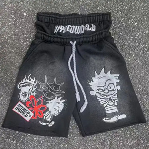 Custom French Terry Cotton Digital Printing <b>Vintage</b> Distressed Acid Wash Oversized Y2K <b>Shorts</b> for <b>Men</b> - Product Image 1