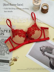 Custom <b>Sexy</b> Lace <b>Lingerie</b> for <b>Women</b> Breathable Knitted Wire-Free Solid Pattern Embroidered Brand Logo Cup Direct Factory - Product Image 4