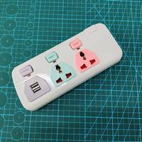 Multiprise universelle 2 prises couleur arc-en-ciel en cuivre avec 2 ports USB-A, sécurité enfant, voyant lumineux et rallonge