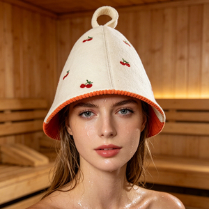 Gorro de Sauna de Fieltro de Lana de Doble Capa con Logotipo Bordado, Diseño Natural Resistente al Calor, Estilo Tipo Cubo, Gorro de Regalo para Banya - Product Image 1