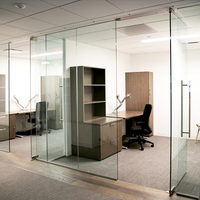 Porte murale en verre trempé transparent, partition pliable et pliable, avec accessoires quincaillerie en aluminium, nouveau design moderne personnalisé,