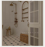 Carreaux antidérapants mats à petit motif 200x200mm pour salle de bain, style français