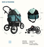Poussette pour animaux de compagnie à 3 roues de style moderne et luxueuse, pliable, pour la course à pied, les voyages, avec jantes en acier amovibles, pour chiens de taille moyenne, fabrication