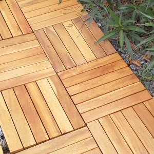 Tuiles de terrasse en bois d'acacia DIY de style moderne 300*300mm pour l'intérieur et l'extérieur, jardin, terrasse et décoration de la cour - Product Image 2