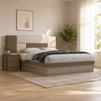 Ensembles de chambre à coucher de luxe en bois de style turc, lit double rembourré, cadre en bois moderne, taille king size, meubles de chambre à coucher pour la maison