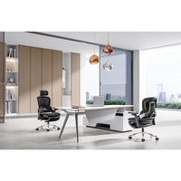 Réglable en hauteur, 360 °   Chaise de bureau ergonomique pivotante et mobile, chaise de direction en maille avec roulettes, appui-tête en latex pour les managers