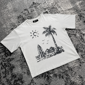 T-shirt Grafica Oversize Streetwear OEM Personalizzata Stampa Bianca Unisex Cotone Morbido Leggero Magliette a Manica Corta Monocolore All'ingrosso - Product Image 1