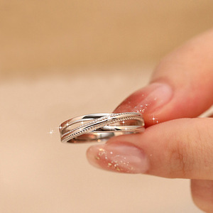 Q873 <b>Wedding</b> <b>Bands</b> 925 <b>Silver</b> Crystal Rhinestone Channel Setting Unisex Fine Rings - Product Image 2