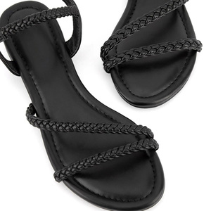 Sandalias Planas de Moda para Mujer, Estilo Casual de Verano, Gladiador, Punta Abierta, Trenzadas, con Tira Trasera - Product Image 3