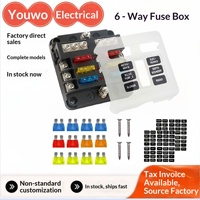Boîte à fusibles 12V 6 voies avec lumières LED, panneau de fusibles marin étanche pour voitures et bateaux 24V