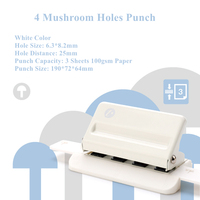 Perforateur à disque 4 trous en forme de champignon marqué pour planificateurs de feuilles de papier de recharge Outil de perforation