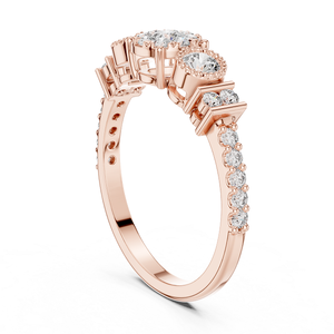Bague en or rose sertie de diamants, bijou élégant et brillant pour femme, idéale pour un mariage, une fiançaille, un cadeau ou la mode quotidienne - Product Image 1
