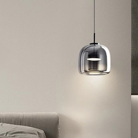Lustre de lit moderne et créatif en aluminium VH pour chambre à coucher avec abat-jour en verre pour hôtel et cuisine Lumière LED à trois couleurs de petite taille