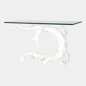 Mesa Consola Decorativa de Color <span class=keywords><strong>Blanco</strong></span> para Sala de Estar, <span class=keywords><strong>Entrada</strong></span>, para Uso en el Hogar y Hoteles, con Tapa de Vidrio Rectangular - Product Image 1