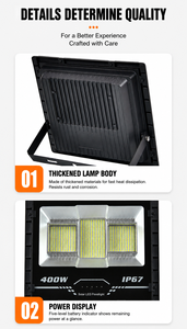 YIHAN Solar LED <b>Flood</b> <b>Light</b> 6000K Remote Control ABS Plastic Body CE Certified IP66 Ra80 2500lm 120 Beam Angle 1-Year Warranty - Product Image 1