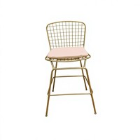 Chaise de bar de luxe en acier inoxydable pour extérieur, couleur dorée brillante, tabouret haut avec coussin en cuir