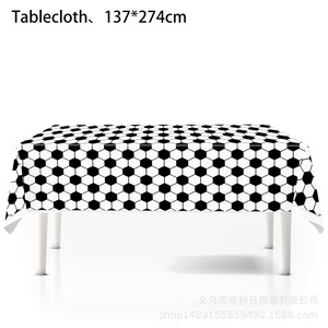 Football Themed <b>Tablecloth</b> <b>Black</b> And White 137x274 Cm Plastic Digital Printing Party Decoration Set For Football Gathering - Product Image 4