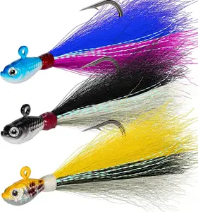 नेतृत्व जिग सिर bucktail खारे पानी और मीठे पानी में मछली पकड़ने Lures के साथ 1/2oz, 1oz, 2oz, 4oz, 6oz B10