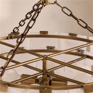 Design moderno Alessio in ottone lampada a sospensione Semi-filo con montaggio a soffitto a due livelli lampadario rotondo - Product Image 6