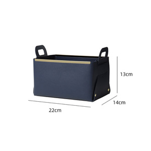 Leather <b>storage</b> basket with handle, metal edging, 3D <b>storage</b> basket, foldable <b>remote</b> <b>control</b> holder for living room and bedroom. - Product Image 5