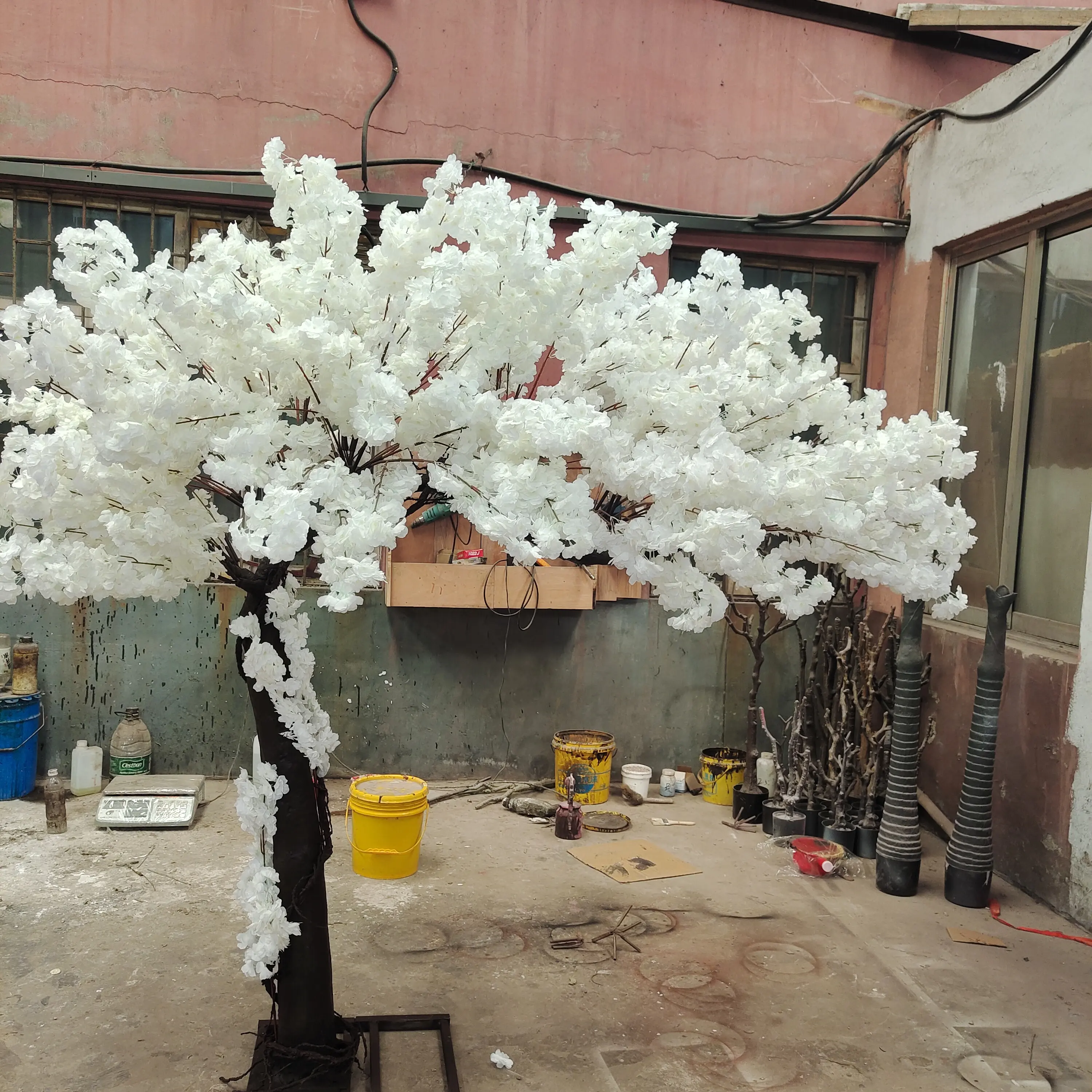 Plantagen künstliche künstliche echte Berührung Kirschblüten Ginkgo Baum für Dekoration