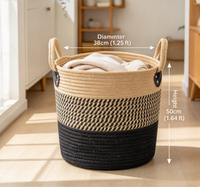 Panier de rangement tressé en fibres végétales écologiques, organisateur rustique pour articles divers, sac fourre-tout multifonctionnel avec poignées