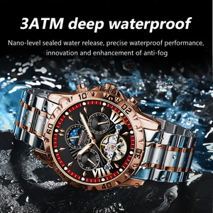 NUOVO POEDAGAR 1410 <span class=keywords><strong>Orologi</strong></span> da <span class=keywords><strong>Uomo</strong></span> <span class=keywords><strong>Automatici</strong></span> in <span class=keywords><strong>Acciaio</strong></span> Inossidabile Luminosi Impermeabili Meccanici - Product Image 2