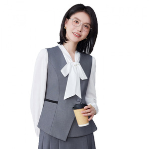 Women's Professional Vest Suit Set Gray Midi Skirt Formal Work Wear Business Interview Commute Uniform - Product Image 5