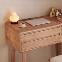 Coiffeuse convertible tout-en-un en chêne massif blanc écologique avec miroir éclairé pour petite chambre