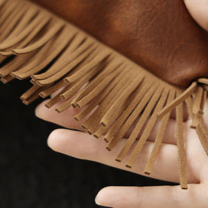 장식용 탑 스티칭과 프린지 베개 케이스가있는 PU 가죽 패치/ - Product Image 6