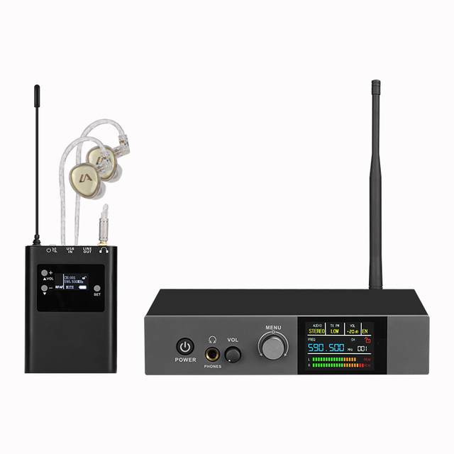 Professional Uhf Wireless In-Ear Monitor System 2 Channels Bodypacks Wireless IEM System Monitor with Earphone for Studio Stage