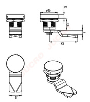 Serrure de placard à quart de tour en alliage de zinc DLA400-1, finition chromée brillante, sécurité ANSI Grade 2, 2 clés, cylindre à clé standard