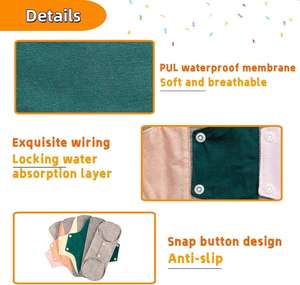 Serviettes hygiéniques féminines réutilisables en coton AIO Maternity Anti-<span class=keywords><strong>Slip</strong></span> Graphene, protège-slips écologiques super absorbants - Product Image 6