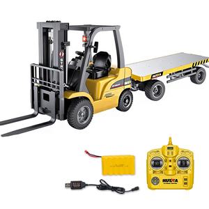 Jouets radiocommandés 2 en <span class=keywords><strong>1</strong></span>, chariot élévateur électrique jouet, chariot élévateur <span class=keywords><strong>RC</strong></span> à l'échelle <span class=keywords><strong>1</strong></span>:10, <span class=keywords><strong>remorque</strong></span> à plateau - Product Image 1