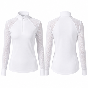 Fabricantes de Ropa Ecuestre para Niños, Camiseta de Malla para Montar a Caballo, Manga Larga, Cierre de Cremallera de un Cuarto, Protección UV, Top para Competencia - Product Image 2